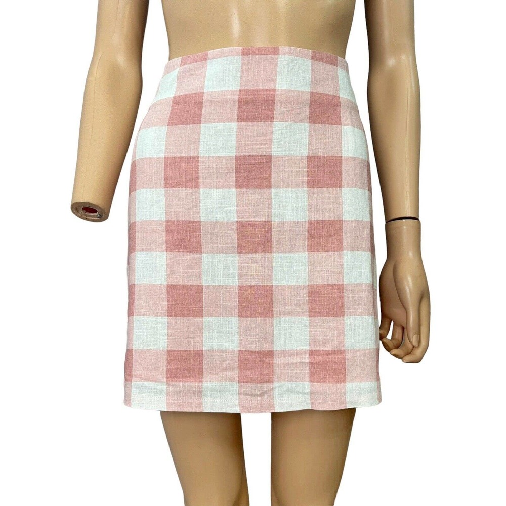 Forever 21 Gingham Mini Skirt Straight Fit Woven Casual - Picture 1 of 6